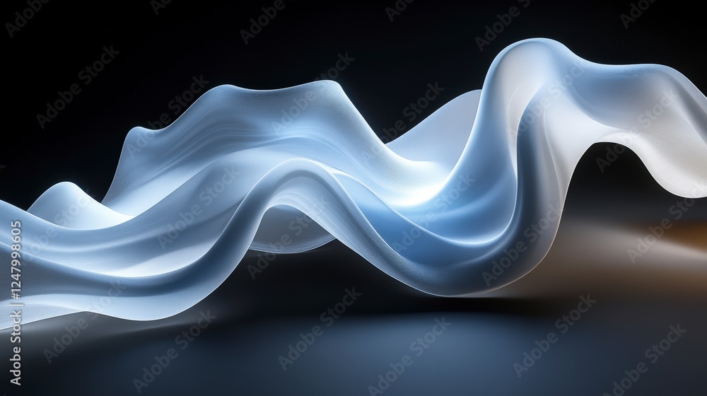 Aufkleber abstract flowing fabric with light and shadow in dark background