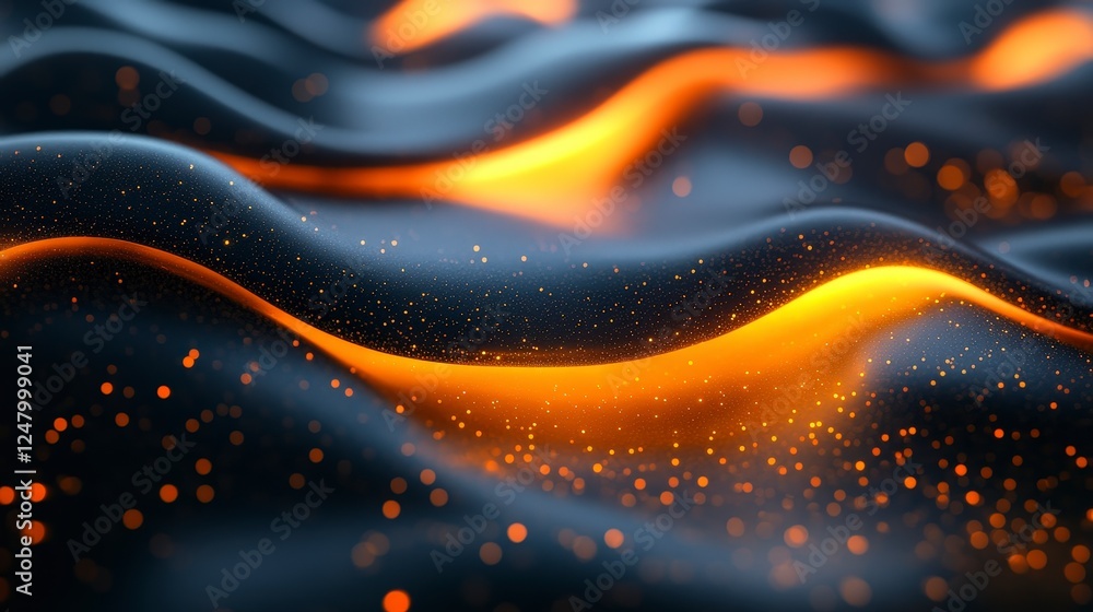 Aufkleber glowing abstract waves with sparks and soft fluid motion background