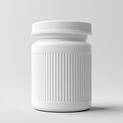 Blank white plastic jar on plain background