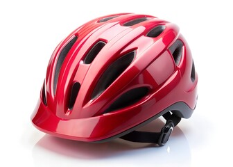 Fototapeta premium red cycling helmet isolated on a white background
