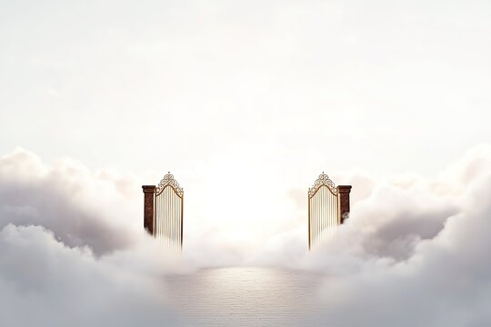 Golden Gates Await in Heavenly Cloudscape