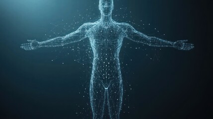 Obraz premium Futuristic human body, digital anatomy, network.