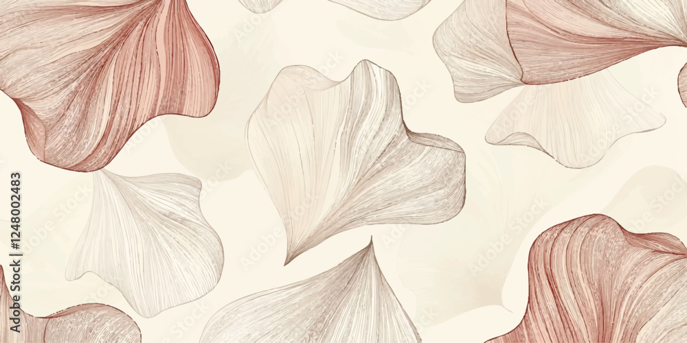Poster abstract background seamless vector pattern with brown waves, retro wavy and swirled brush strokes l
