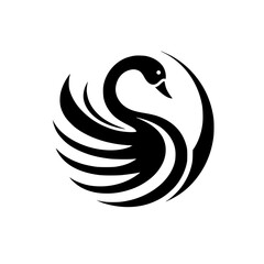 Black swan logo. A graphic representation of the elegant swan. © MatandSterre