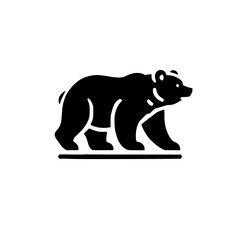 Silhouette of a Bear, Standing on a line, Against a white background.