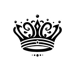 Black and White image of a crown on a white backdrop