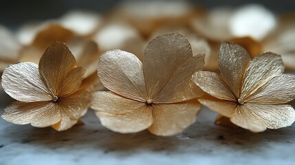 Gold Flowers Delicate Petals Gleaming Surface