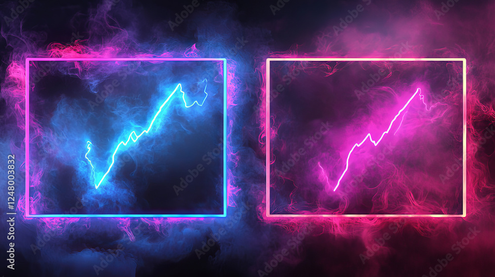 Poster white thunder light glow background electric frame. lightning border line with smoke cloud and neon 