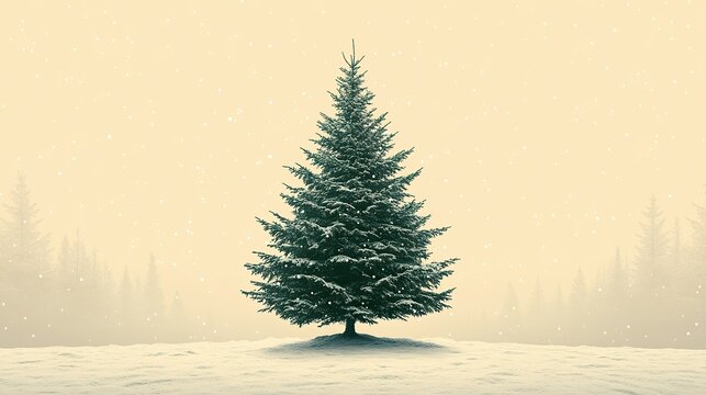 A Christmas tree silhouette design on a beige background highlights holiday simplicity and elegance, perfect for festive themes and joyful occasions.