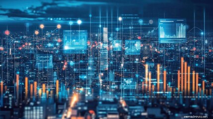 Obraz premium Smart City: Technological Advancement and Urban Innovation