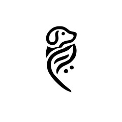Minimalist Dog Icon with a flowing, stylized, and artistic design.
