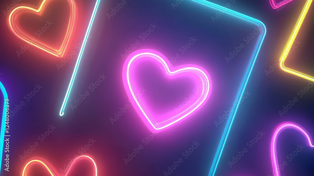 Poster white frames made of glowing neon lightning. realistic vector set of rectangle, round and heart shap