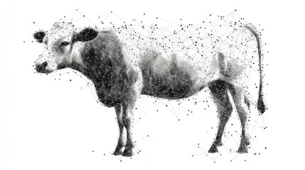 Abstract polygonal cow illustration.