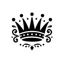 Fototapeta premium Black and white crown on a white background, a minimalist illustration of royalty.