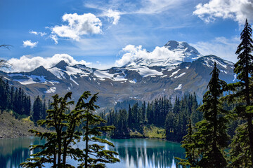 Mount Baker behind alpine lake, Washington