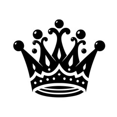 Black and White Crown: A Symmetrical, Stylized Vector Illustration of a Crown on a White Background.