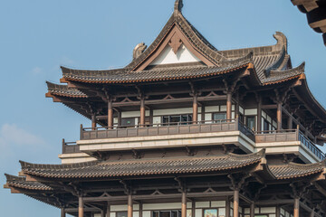 close-up of traditonal pavilion in the park,