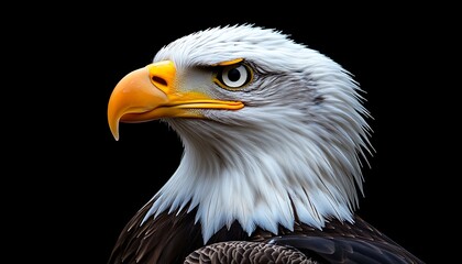 Obraz premium Close-up Bald Eagle Portrait Against Black