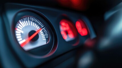 Red Needle Gauge in a Dark Interior