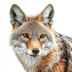Fototapeta premium Close Up Portrait of Coyote with White Background