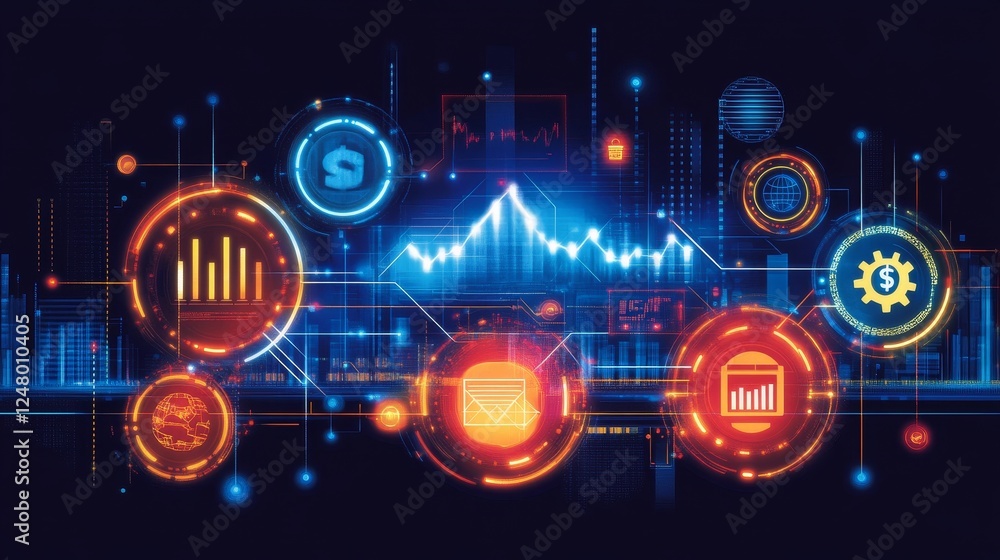 Poster abstract futuristic technology data visualization network global digital innovation