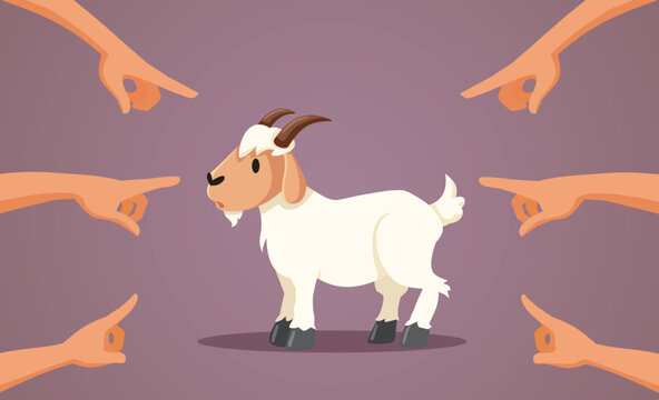 People Pointing to a Scapegoat Vector Conceptual Illustration.  Society wrongful condemning an outcast pushing responsibility

