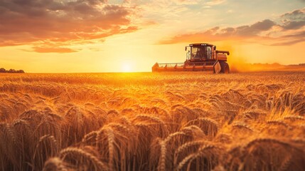 Naklejka premium Harvest Time in Golden Field