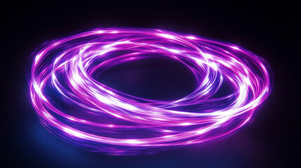 Fast light motion speed effect. Vector realistic illustration of abstract neon pink, purple rays, circular centric motion on black background, space travel route perspective, explosion energy warp