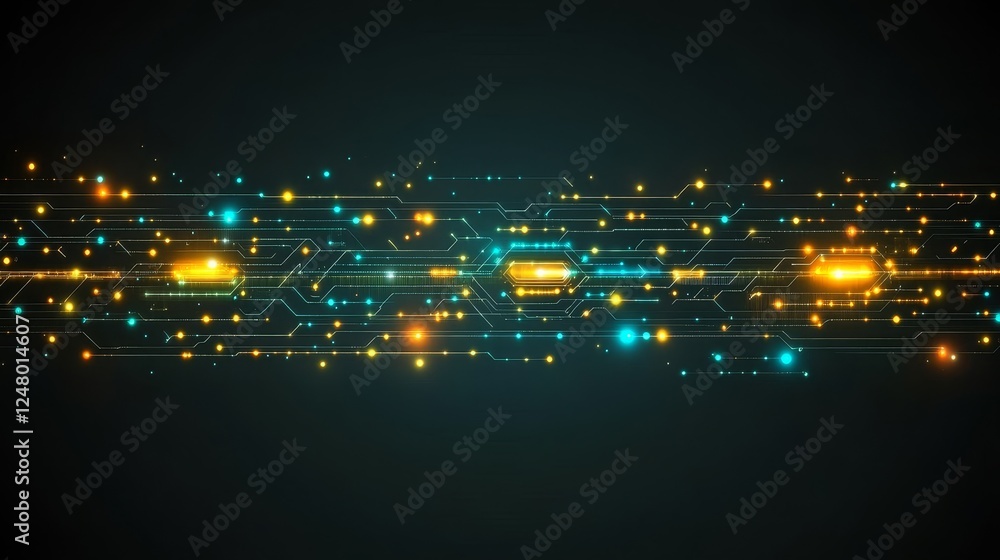 Poster abstract digital stream glowing particles network technology futuristic background