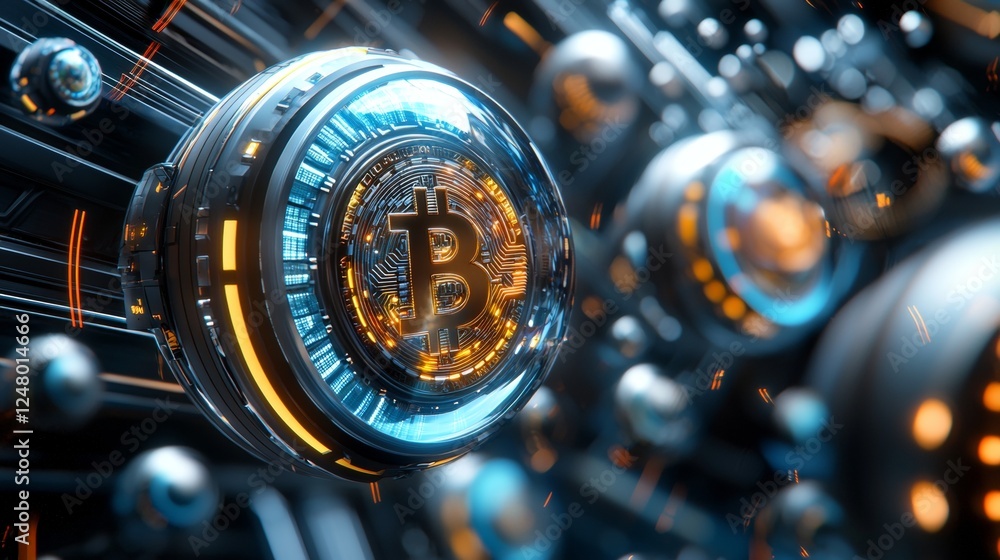 Poster exploring the dynamic world of cryptocurrency bitcoin technology virtual marketplace digital art fut