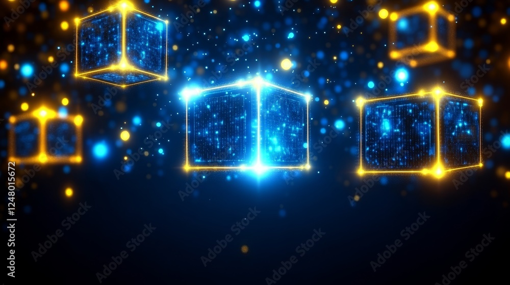 Poster abstract glowing cubes digital technology background futuristic data network concept