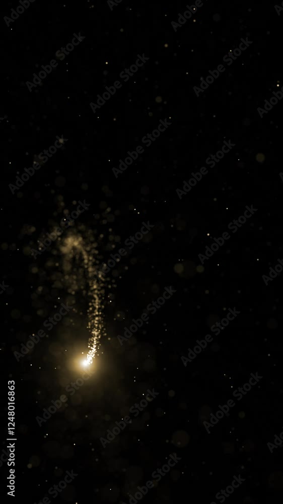Poster colorful flickering travel light streak with particles loop vertical animation.