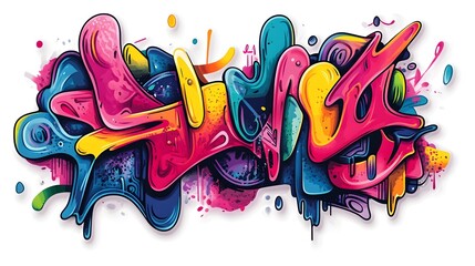 Vivid Graffiti Art Explosion on Urban Wall with Vibrant Colors and Abstract Patterns