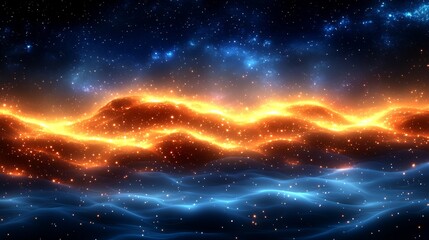 Fototapeta premium Fiery Celestial Nebula Cosmic Energy Abstract Background