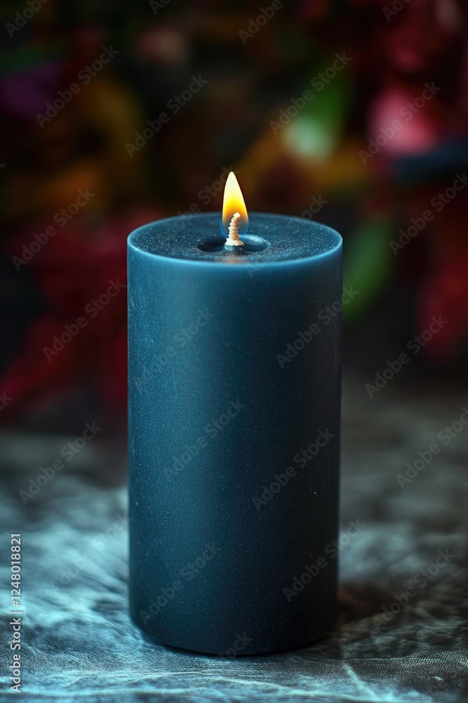 Poster a lit candle sitting on a table with a simple, elegant design