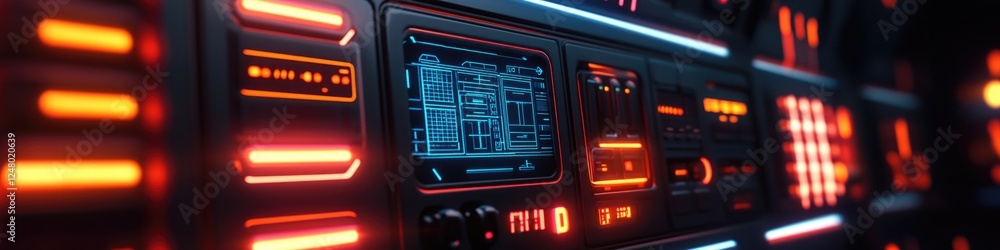 Aufkleber a close-up view of a control panel in a room, suitable for use in industrial or technical contexts
