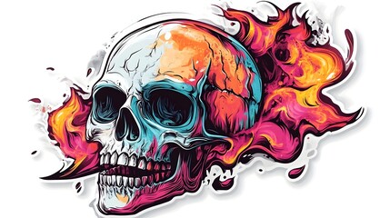 Fiery Skull Depicting Intense Energy and Dynamism