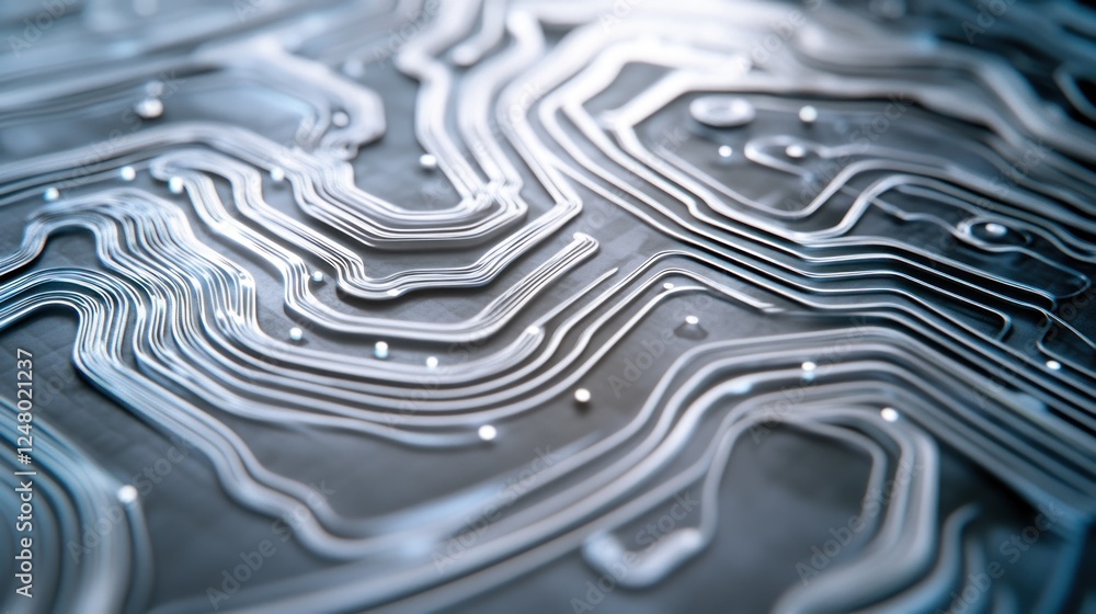 Poster close-up of abstract circuit board with intricate pathways and connectors.