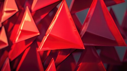 A bunch of red triangular decorations hung from the ceiling, ideal for parties or festive events