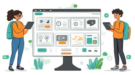 Students using digital learning platform interface