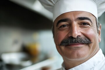 A close-up shot of a person wearing a chef's hat, perfect for food or cooking-related projects