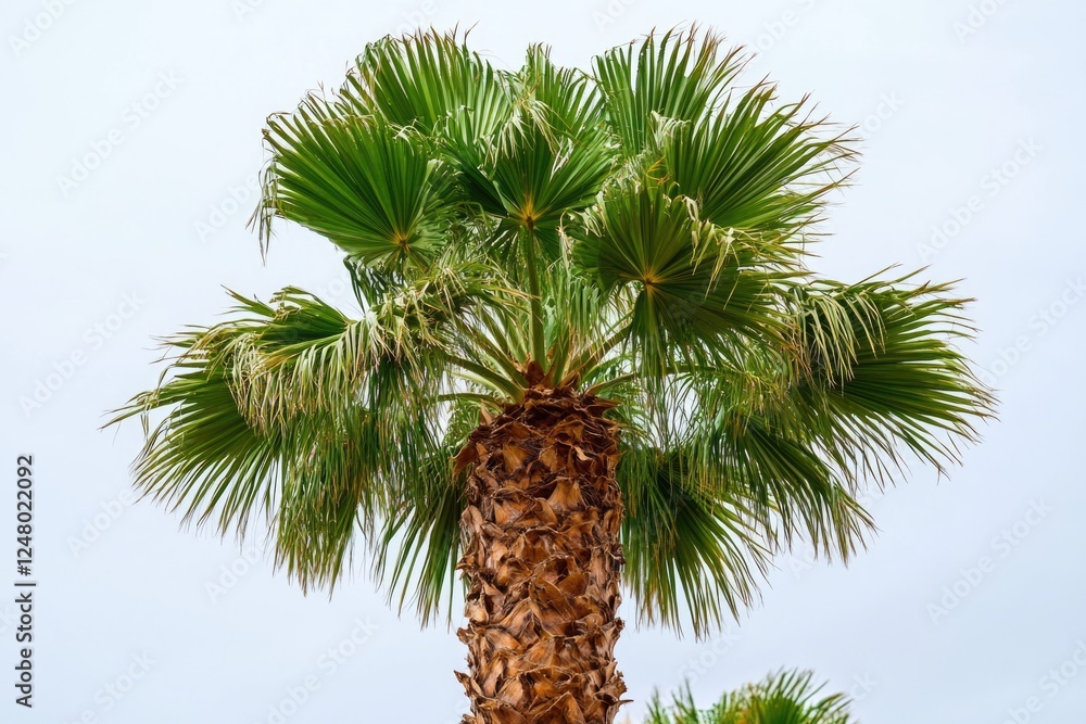 Poster A palm tree with a unique clock attached to its top