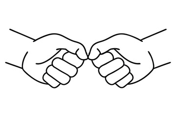 two hands barely touching each other. The concept of love, and trust. line art. Vector illustration.