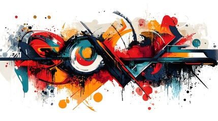 Vibrant Abstract Expressionist Painting with Dynamic Splashes and Fluid Brushstrokes