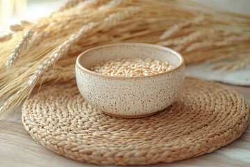 A single serving of breakfast cereal sits on a table, ready to be enjoyed
