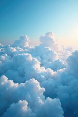 Gentle haze merges with blue cloud formations, abstract, soft