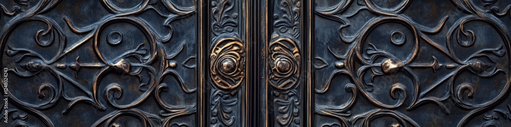Aufkleber close-up shot of a metal door with intricate details and patterns