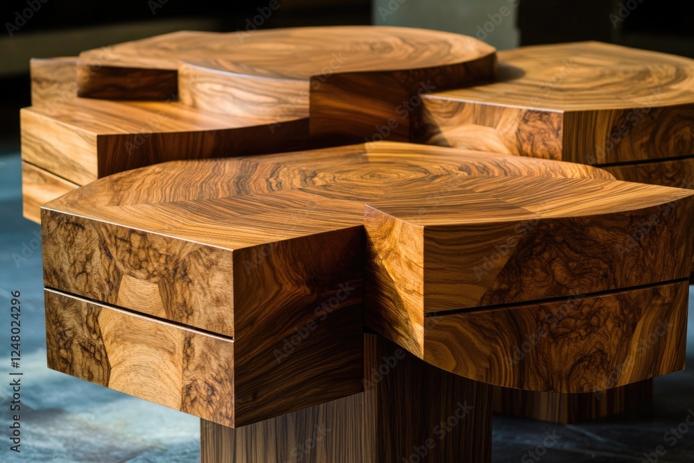 Aufkleber close-up shot of a wooden table surface with intricate grain patterns and textures
