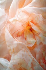 A close-up shot of a flower sitting on a white cloth