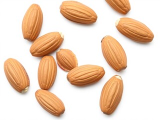Obraz premium Fresh almond nuts, with shells and without, isolated on a white background, nutritious, shells, protein